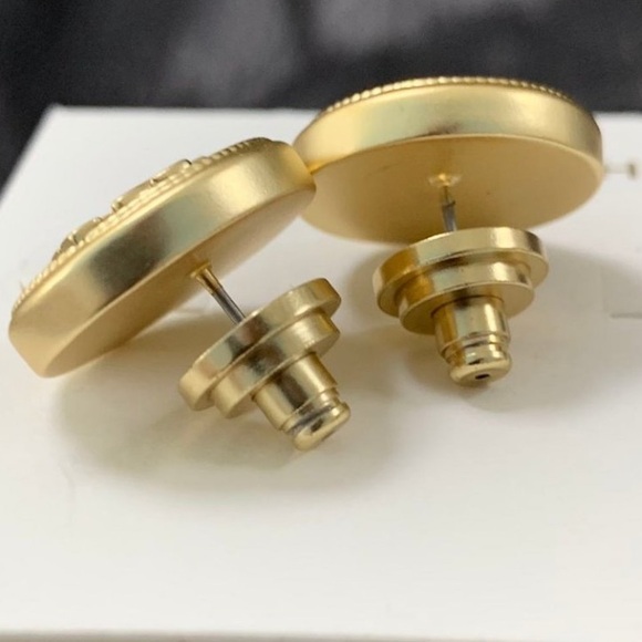 Tory Burch semiprecious ivory round button stud logo earrings - Picture 9 of 10